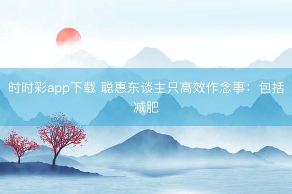 時時彩app下載 聰惠東談主只高效作念事：包括減肥