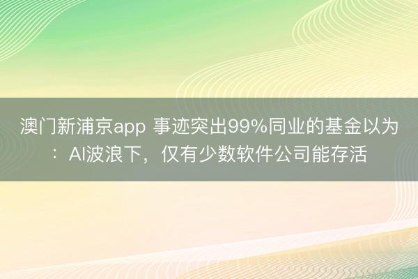 澳門新浦京app 事跡突出99%同業的基金以為：AI波浪下，僅有少數軟件公司能存活