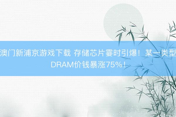 澳門新浦京游戲下載 存儲芯片霎時引爆！某一類型DRAM價錢暴漲75%！