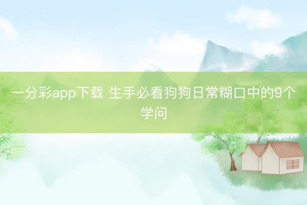 一分彩app下載 生手必看狗狗日常糊口中的9個(gè)學(xué)問(wèn)