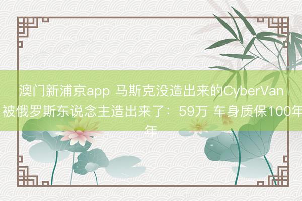 澳門新浦京app 馬斯克沒造出來的CyberVan 被俄羅斯東說念主造出來了：59萬 車身質(zhì)保100年