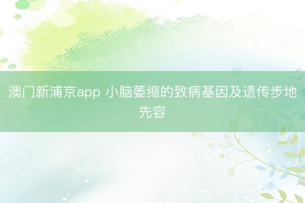 澳門新浦京app 小腦萎縮的致病基因及遺傳步地先容